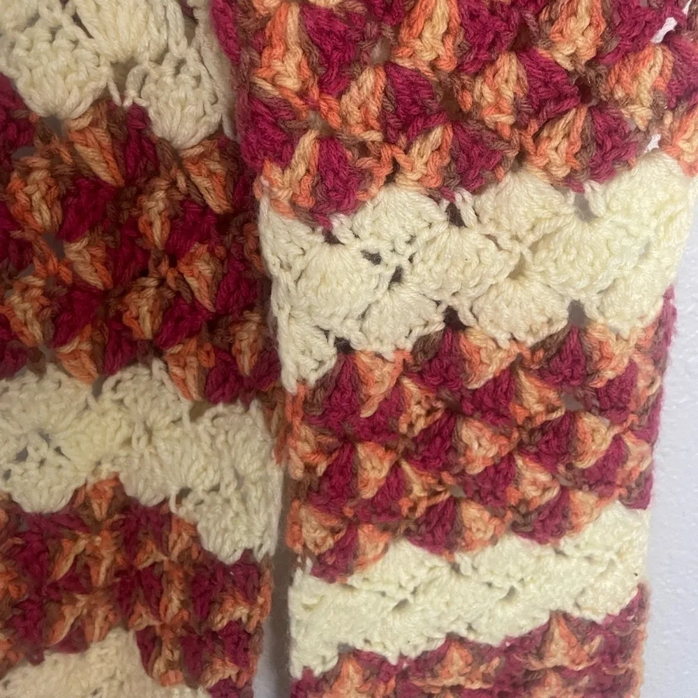 HANDMADE Knitted scarf multicolor knit one size